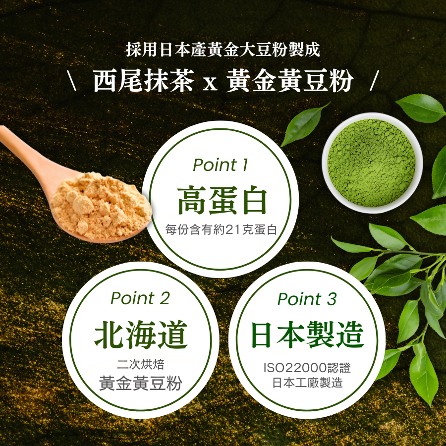 WPC乳清蛋白粉 - 西尾抹茶 x 黃金黃豆粉口味